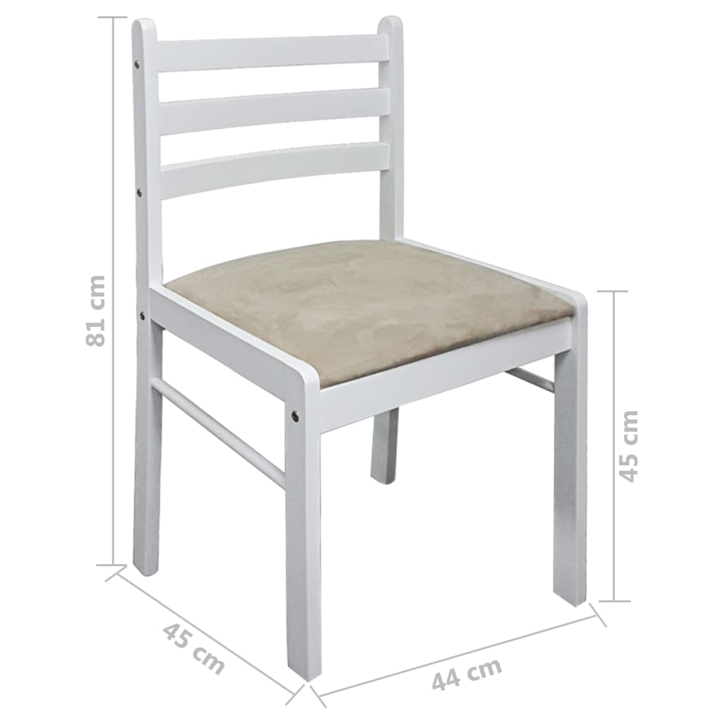 Sedie da Pranzo 2 pz Bianche Legno Massello di Hevea e Velluto - homemem39