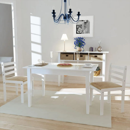 Sedie da Pranzo 2 pz Bianche Legno Massello di Hevea e Velluto - homemem39