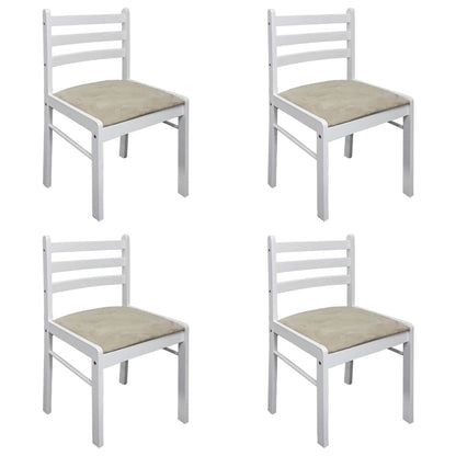 Sedie da Pranzo 4 pz Bianche Legno Massello di Hevea e Velluto - homemem39