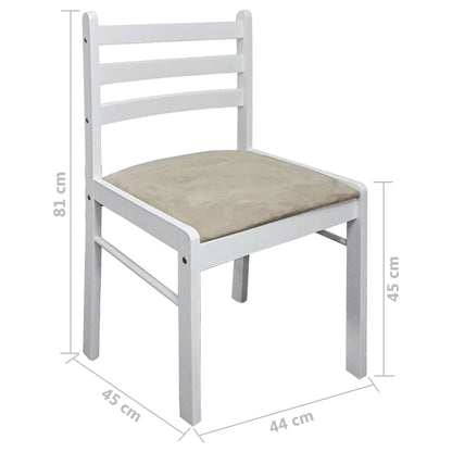 Sedie da Pranzo 4 pz Bianche Legno Massello di Hevea e Velluto - homemem39