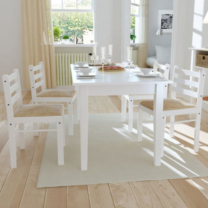 Sedie da Pranzo 4 pz Bianche Legno Massello di Hevea e Velluto - homemem39