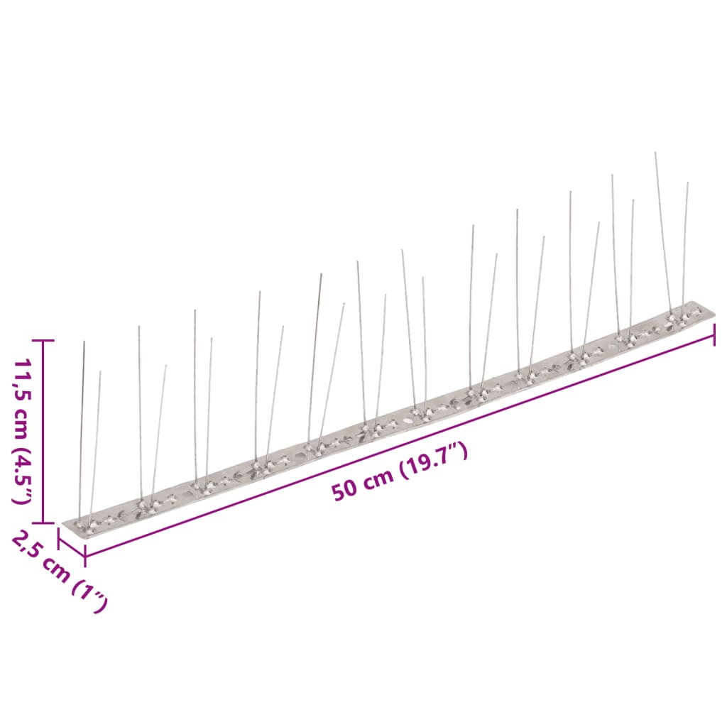 Set Dissuasori per Uccelli e Piccioni 6 pz Acciaio 2 File 3 m | homemem39