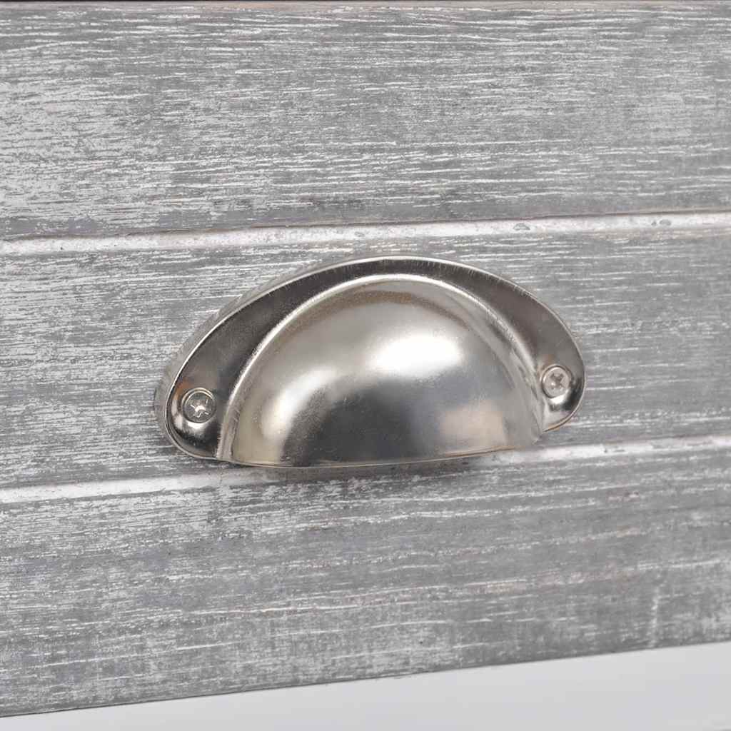 Comodino con 1 Cassetto Grigio e Bianco