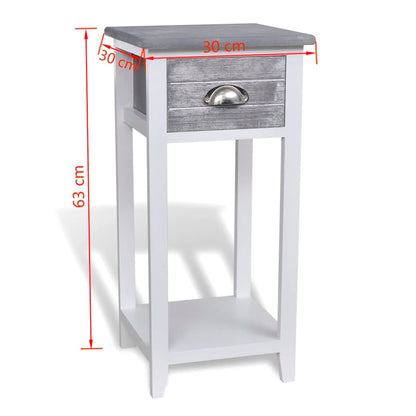 Comodino con 1 Cassetto Grigio e Bianco - homemem39