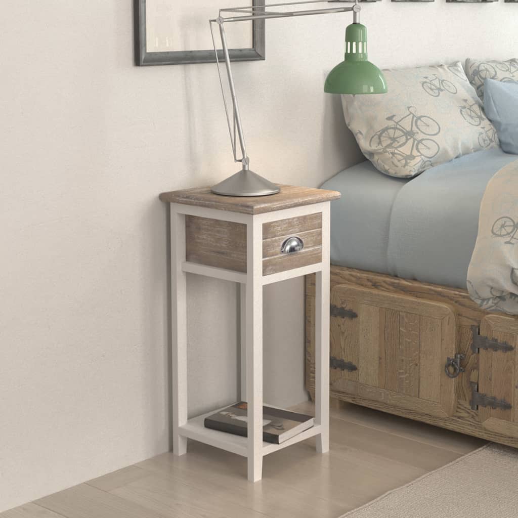 Comodino con 1 Cassetto Marrone e Bianco | homemem39