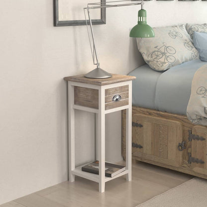 Comodino con 1 Cassetto Marrone e Bianco | homemem39