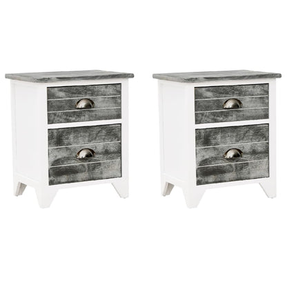 Comodini Set 2 pz con 2 Cassetti Grigio e Bianco - homemem39