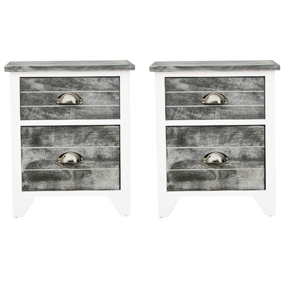 Comodini Set 2 pz con 2 Cassetti Grigio e Bianco - homemem39