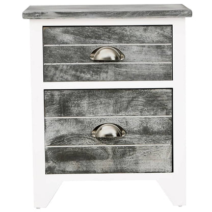 Comodini Set 2 pz con 2 Cassetti Grigio e Bianco - homemem39