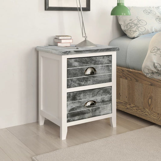 Comodini Set 2 pz con 2 Cassetti Grigio e Bianco - homemem39