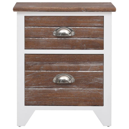Comodini Set 2 pz con 2 Cassetti Marrone e Bianco - homemem39