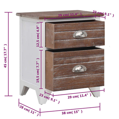 Comodini Set 2 pz con 2 Cassetti Marrone e Bianco - homemem39