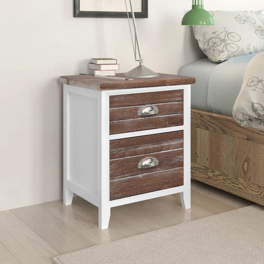 Comodini Set 2 pz con 2 Cassetti Marrone e Bianco - homemem39