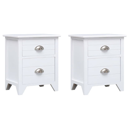 Set Comodini 2 pz con 2 Cassetti Bianchi - homemem39