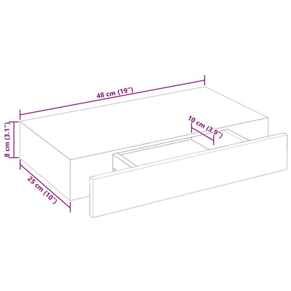 Mensola per Pareti Bianca in MDF con 1 Cassetto per Libri/DVD | homemem39