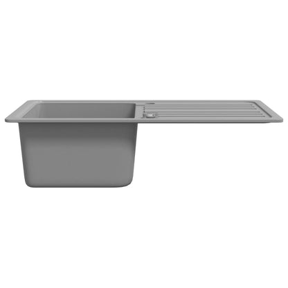 Lavandino cucina granito singolo con scolapiatti reversibile grigio | homemem39