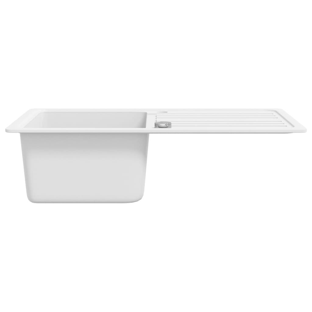 Lavandino cucina granito lavello singolo scolapiatti reversibile bianco | homemem39