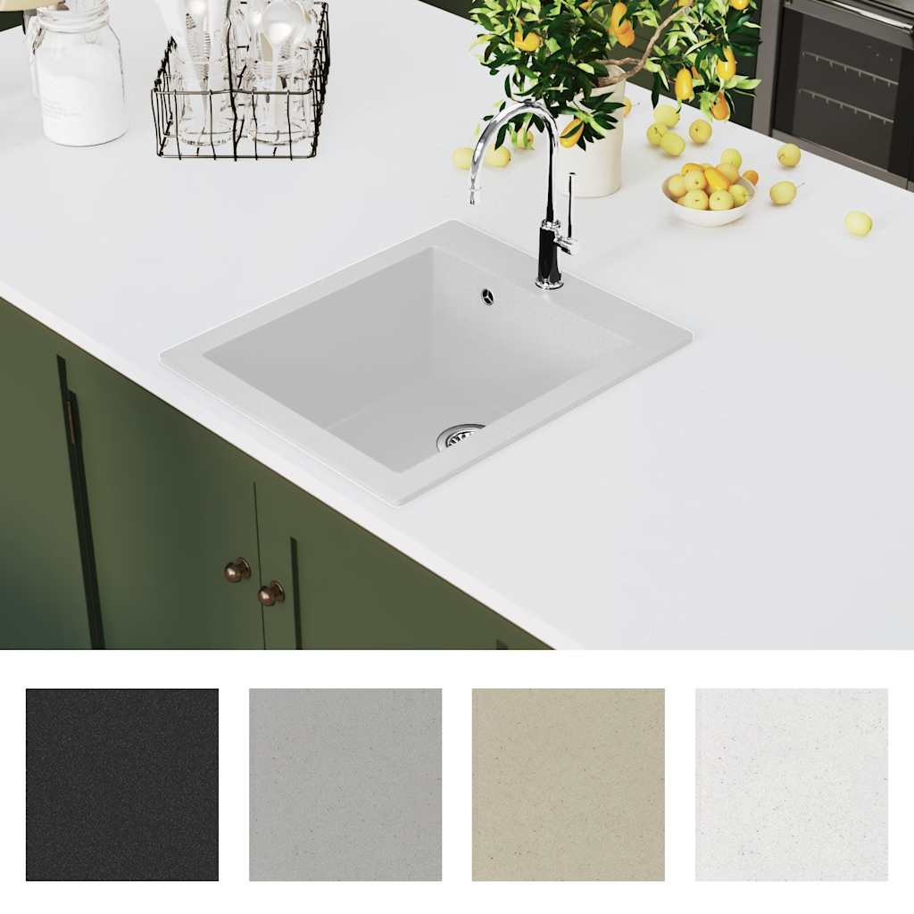 Lavandino Cucina Granito 1 Lavello ad Incasso Bianco | homemem39