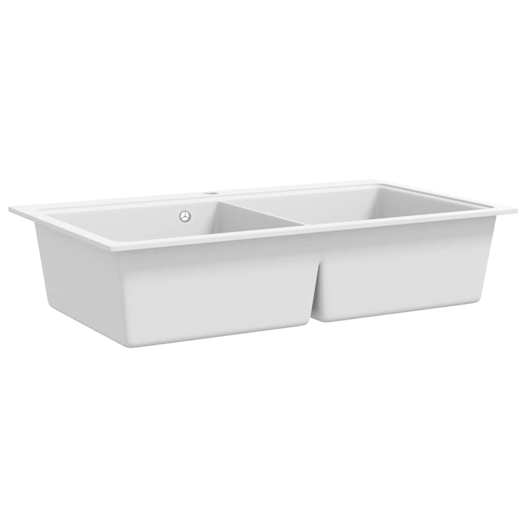 Lavandino cucina granito bianco lavello doppio montaggio sopra | homemem39