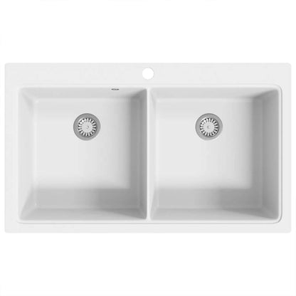 Lavandino cucina granito bianco lavello doppio montaggio sopra | homemem39
