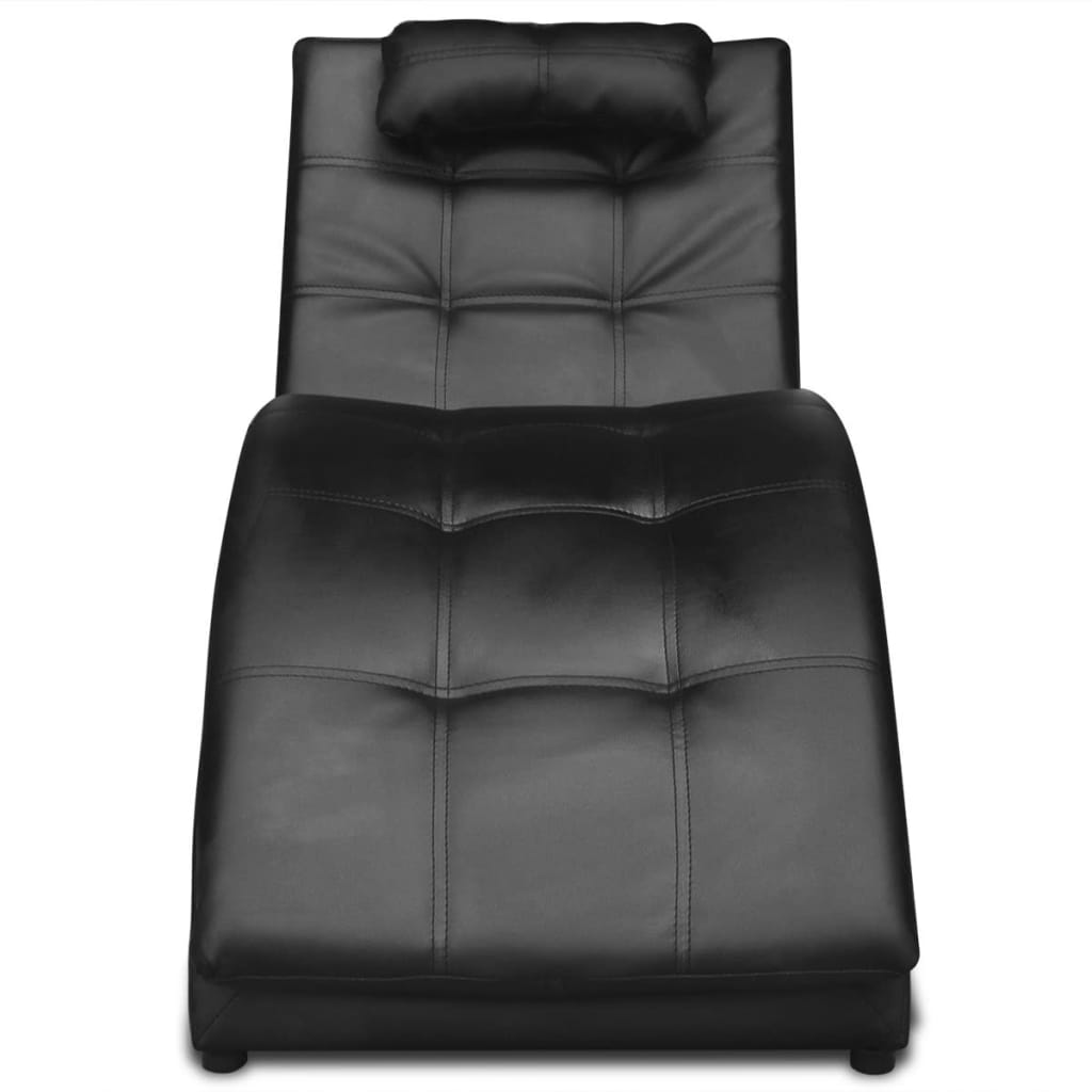 Sedia a Sdraio con Cuscino Nera in Similpelle - homemem39
