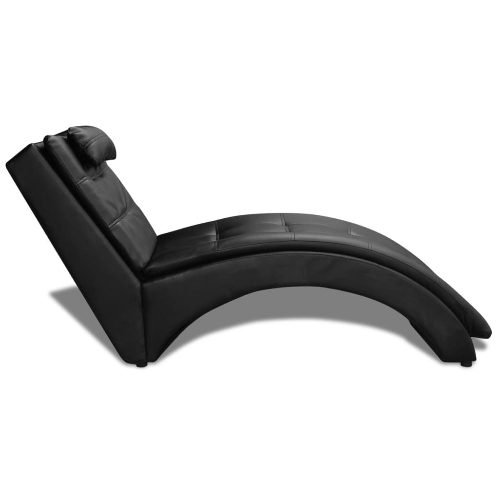 Sedia a Sdraio con Cuscino Nera in Similpelle - homemem39