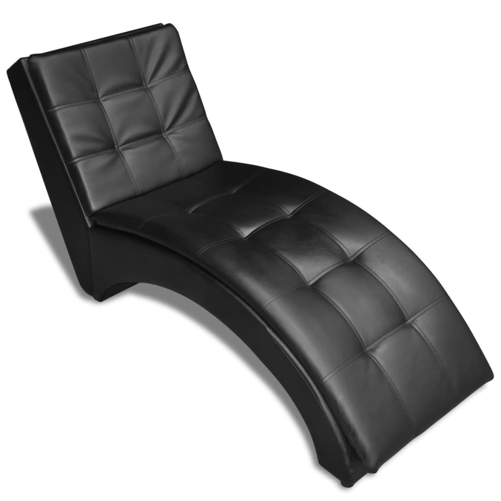 Sedia a Sdraio con Cuscino Nera in Similpelle - homemem39