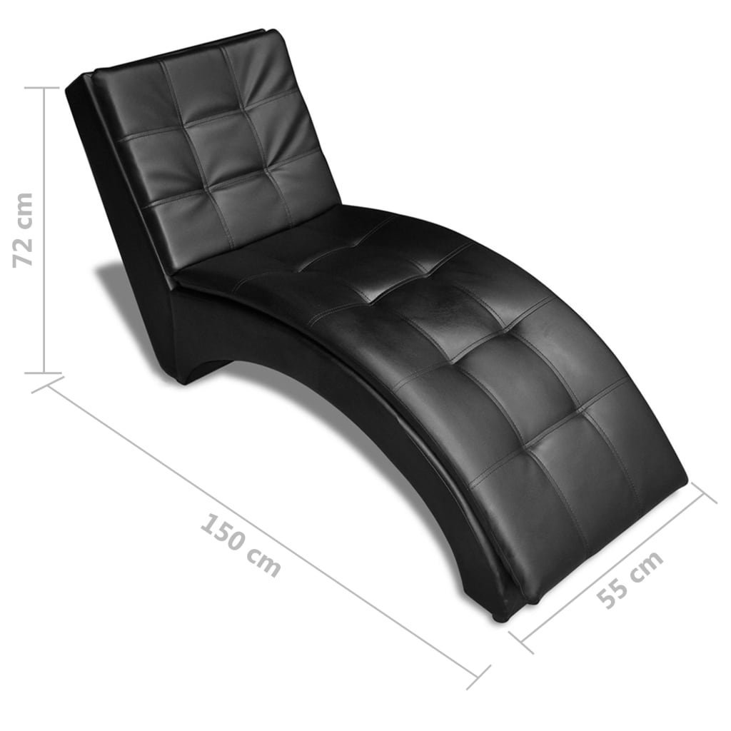 Sedia a Sdraio con Cuscino Nera in Similpelle - homemem39