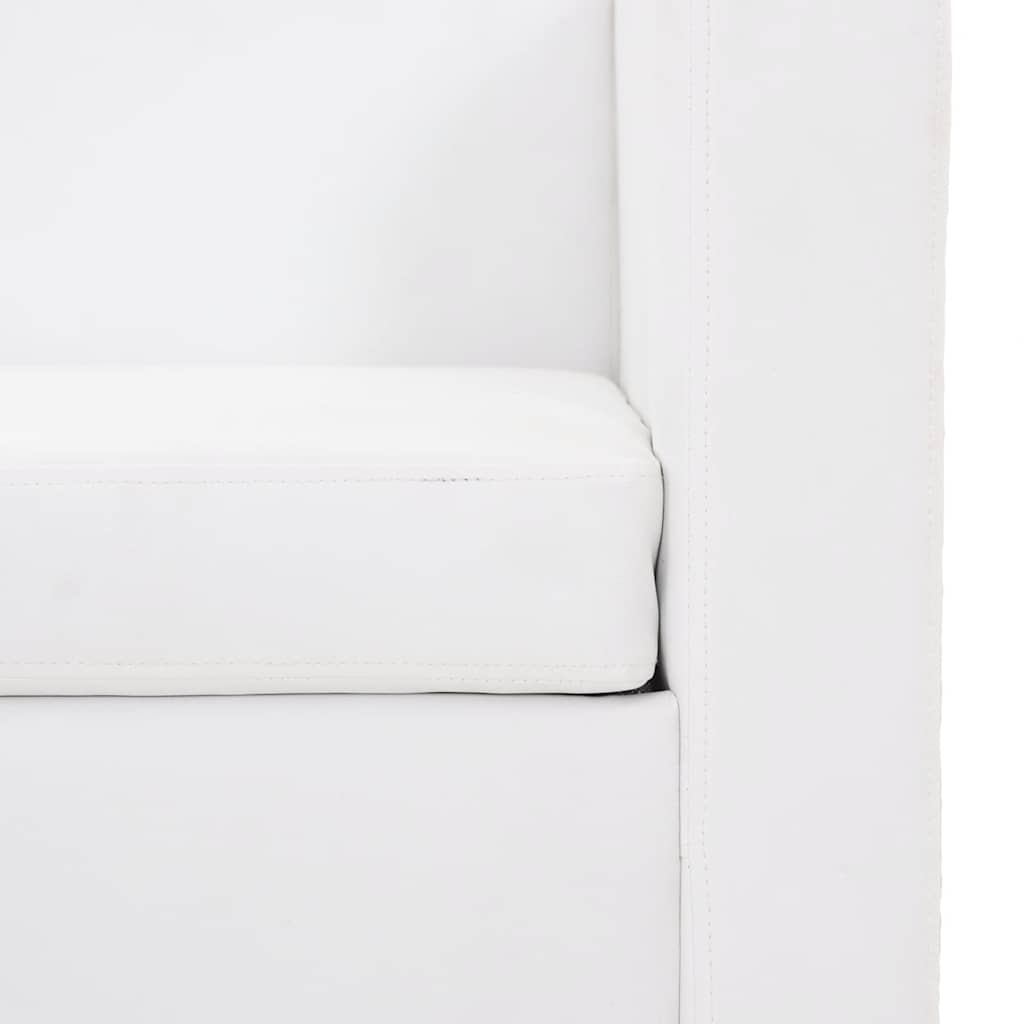 Divano a 3 Posti in Similpelle Bianca - homemem39