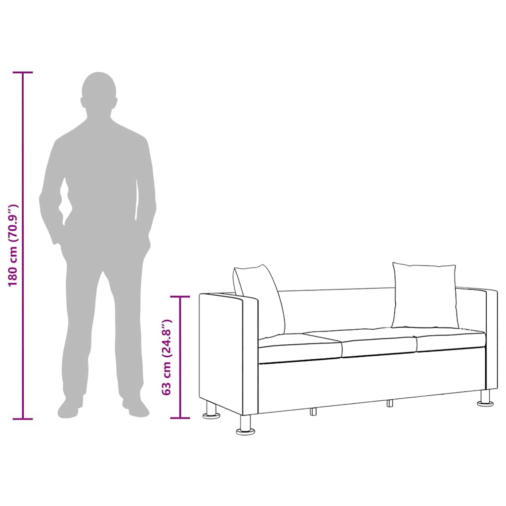 Divano a 3 Posti in Similpelle Bianca - homemem39