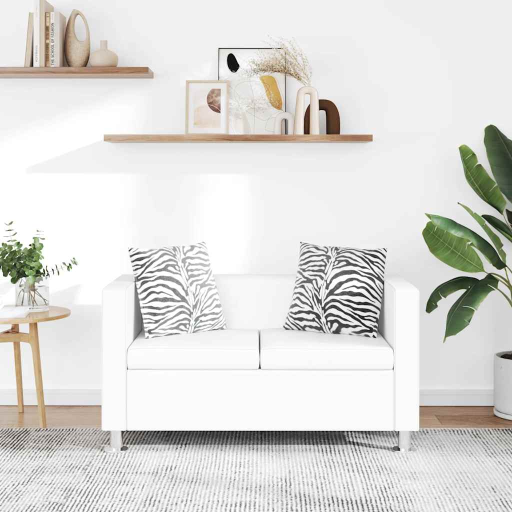 Divano a 2 Posti in Similpelle Bianco - homemem39