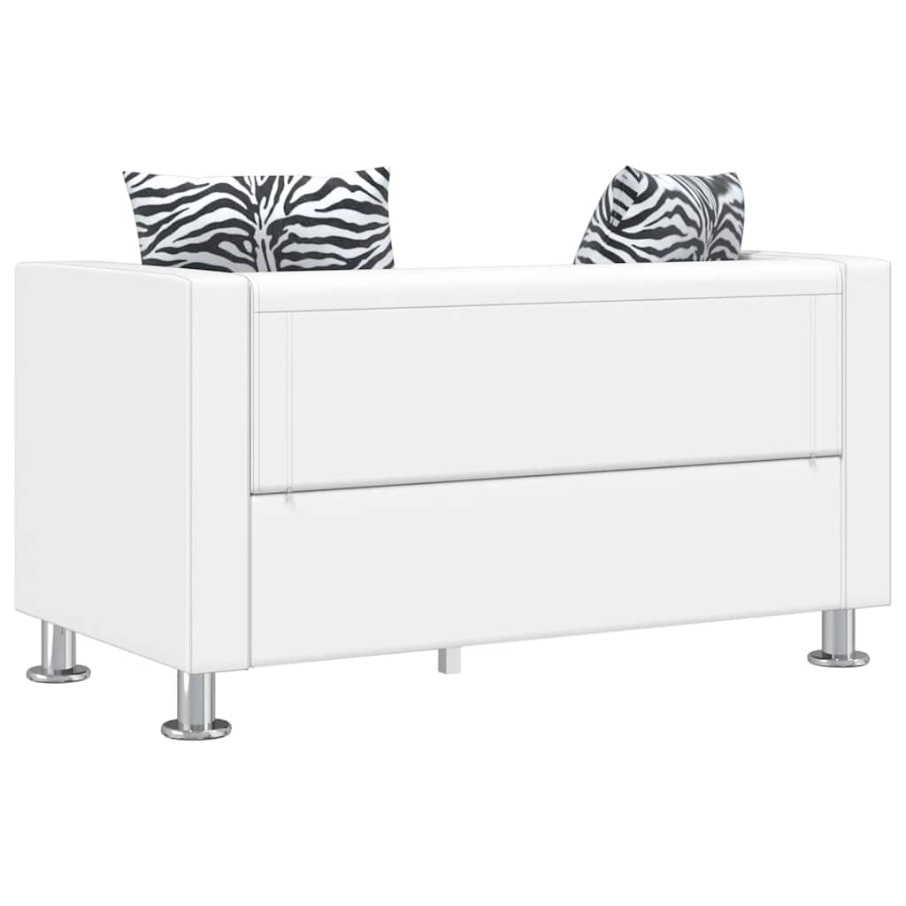 Divano a 2 Posti in Similpelle Bianco - homemem39