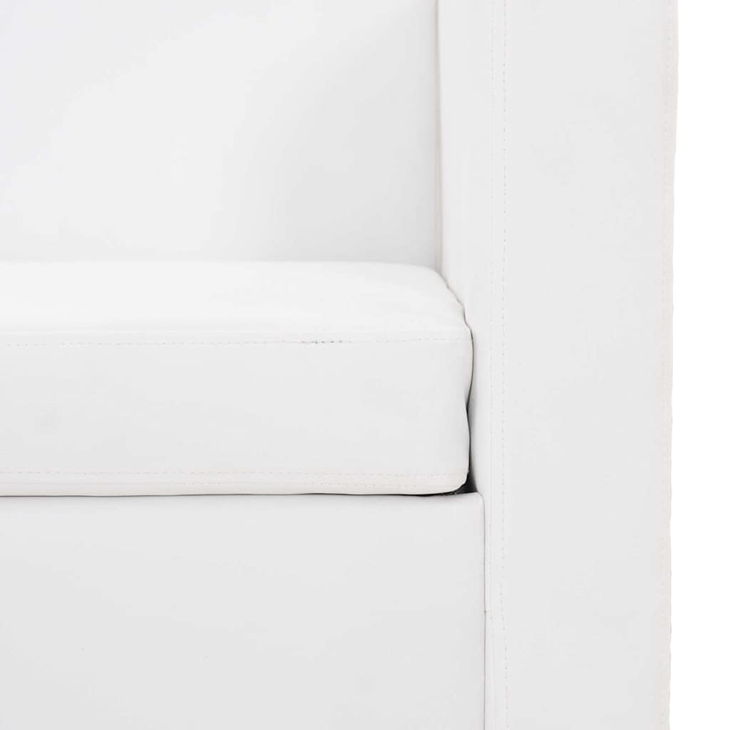 Divano a 2 Posti in Similpelle Bianco - homemem39