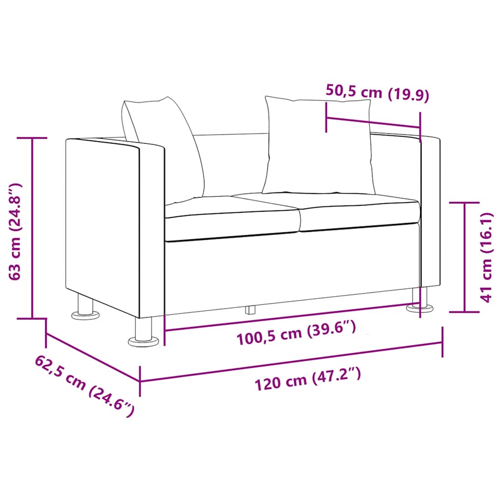 Divano a 2 Posti in Similpelle Bianco - homemem39