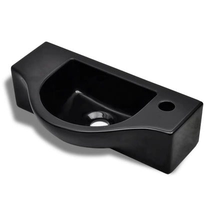 Lavandino Bagno in Ceramica Nera con Foro per Rubinetto - homemem39