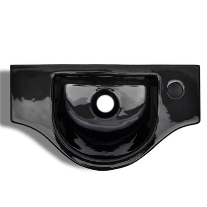 Lavandino Bagno in Ceramica Nera con Foro per Rubinetto - homemem39
