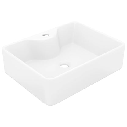 Lavandino Bagno in Ceramica Bianca Quadrato con Foro per Rubinetto - homemem39