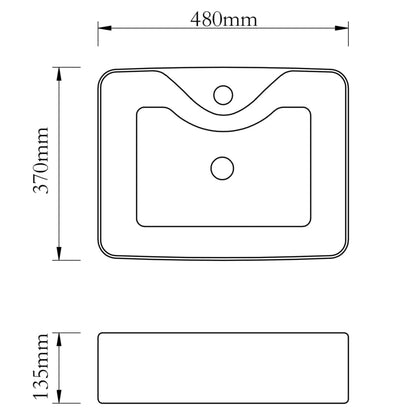 Lavandino Bagno in Ceramica Bianca Quadrato con Foro per Rubinetto - homemem39