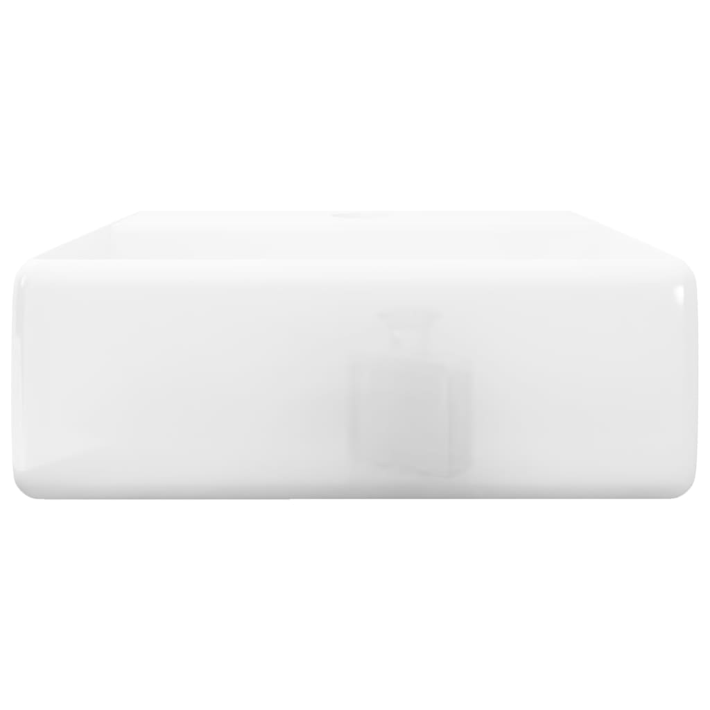Lavandino Bagno in Ceramica Bianca Quadrato con Foro Rubinetto - homemem39
