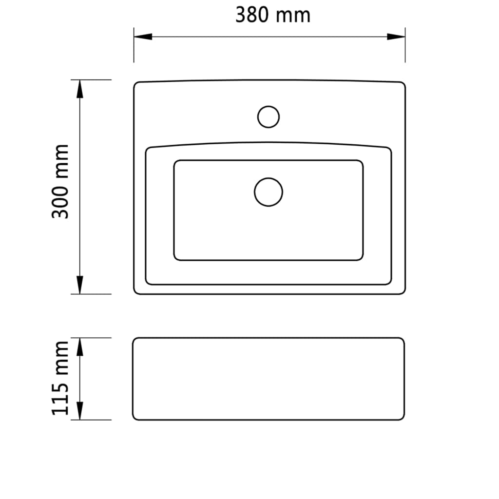 Lavandino Bagno in Ceramica Bianca Quadrato con Foro Rubinetto - homemem39