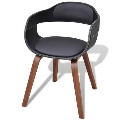 Sedie da Pranzo 4 pz Nere in Legno Piegato e Similpelle | homemem39