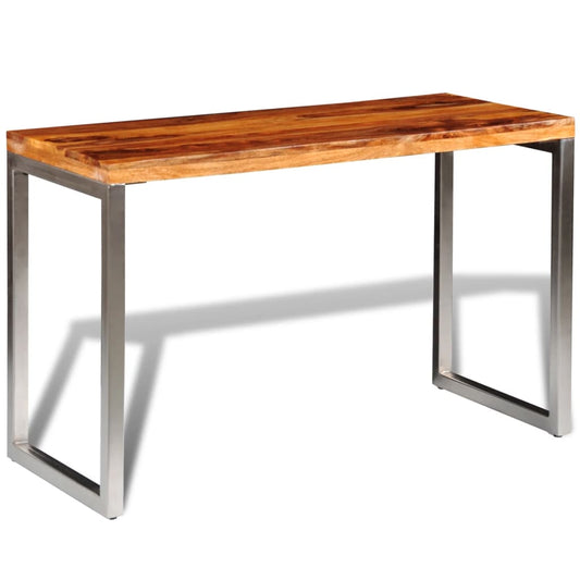 Tavolo Scrivania in Legno Massello con Gambe in Acciaio - homemem39