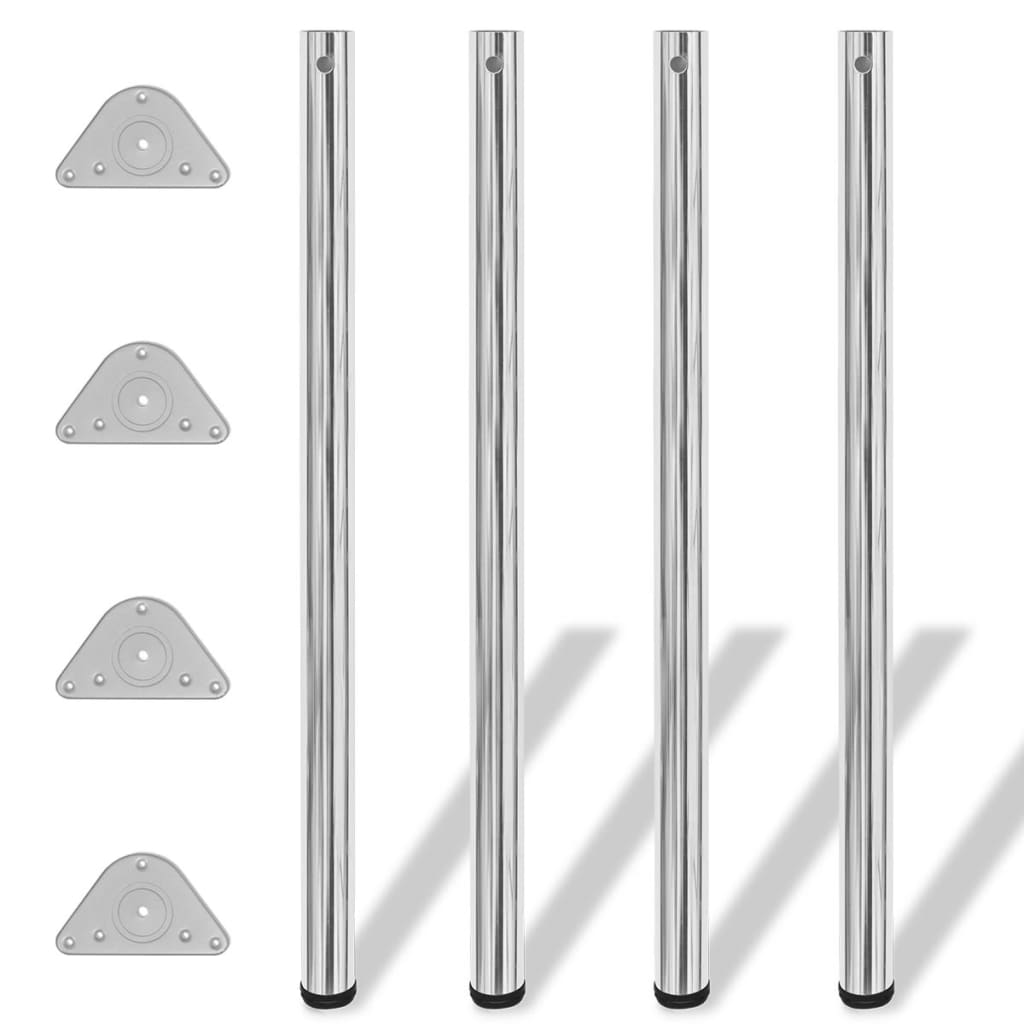 Gambe per Tavolo 4 pz Altezza Regolabile Cromate 1100 mm - homemem39