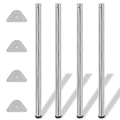 Gambe per Tavolo 4 pz Altezza Regolabile Cromate 1100 mm - homemem39