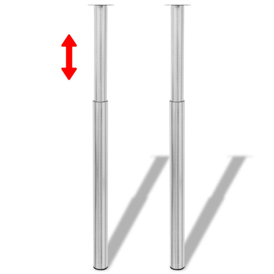 Gambe Telescopiche Tavolo 2 pz Nichel Spazzolato 710 mm-1100 mm - homemem39