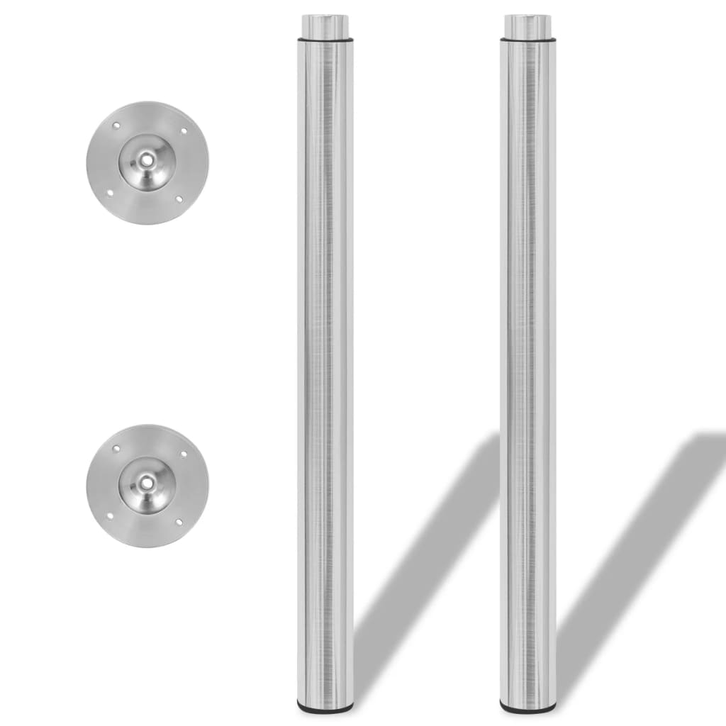 Gambe Telescopiche Tavolo 2 pz Nichel Spazzolato 710 mm-1100 mm - homemem39