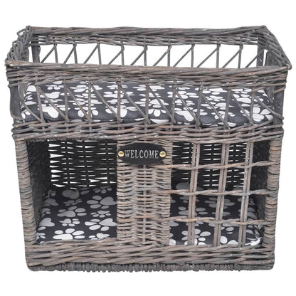 Albero Gatti in Salice Casetta/Cuccia/Tiragraffi con Cuscino Quadrato - homemem39