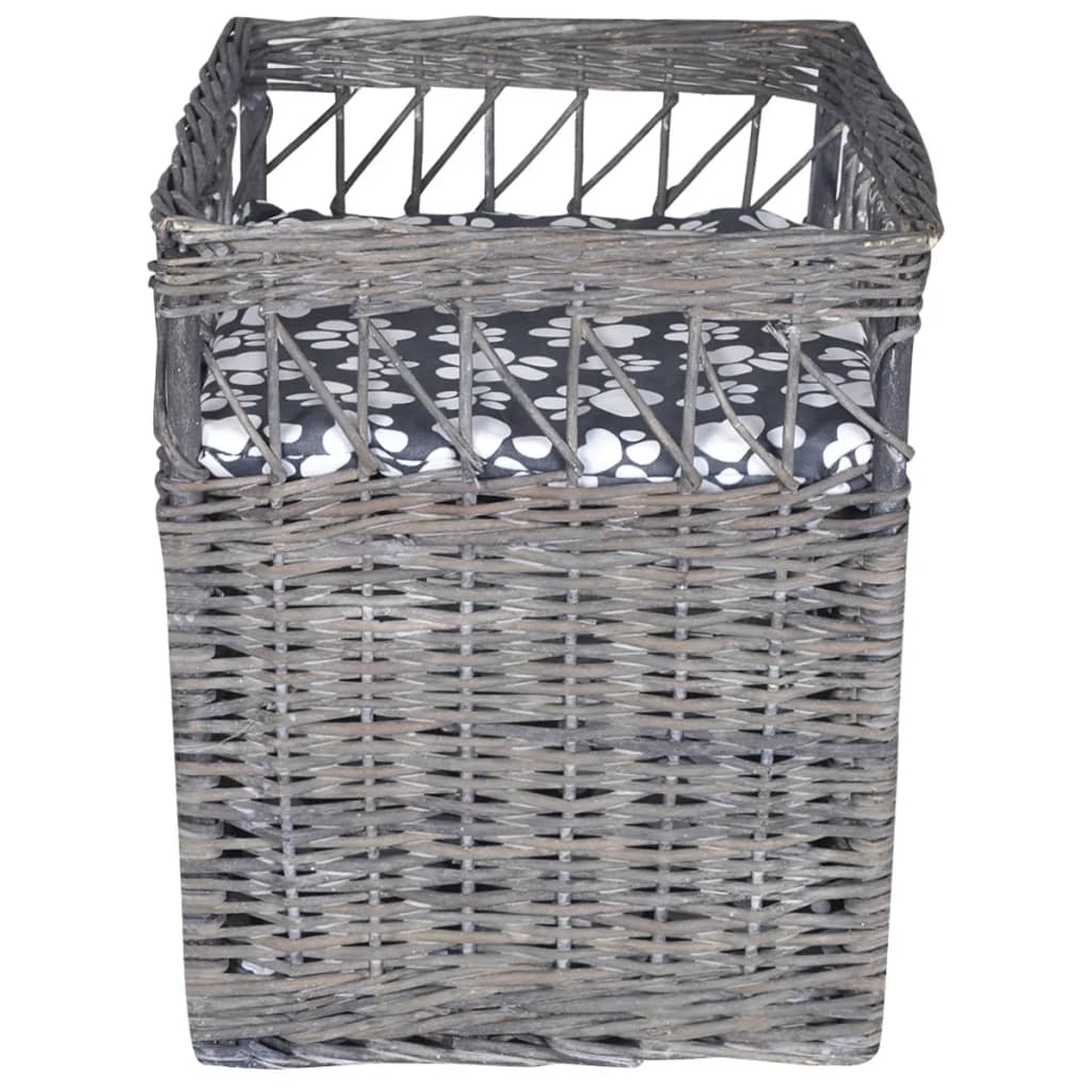 Albero Gatti in Salice Casetta/Cuccia/Tiragraffi con Cuscino Quadrato - homemem39