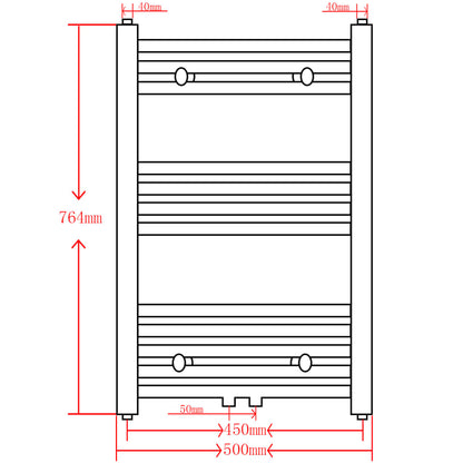 Radiatore Centrale Portasciugamano Dritto Grigio 500 x 764 mm - homemem39