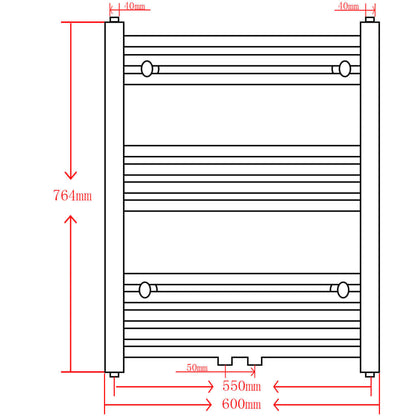 Radiatore Centrale Portasciugamano Dritto Nero 600 x 764 mm - homemem39